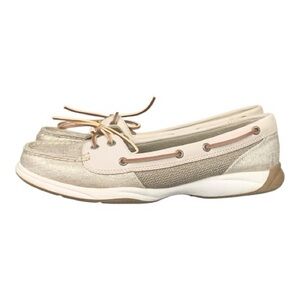 NWOT Sperry Women's Beige Metallic Top Side Boat Shoes Size 9.5 Preppy Classic
